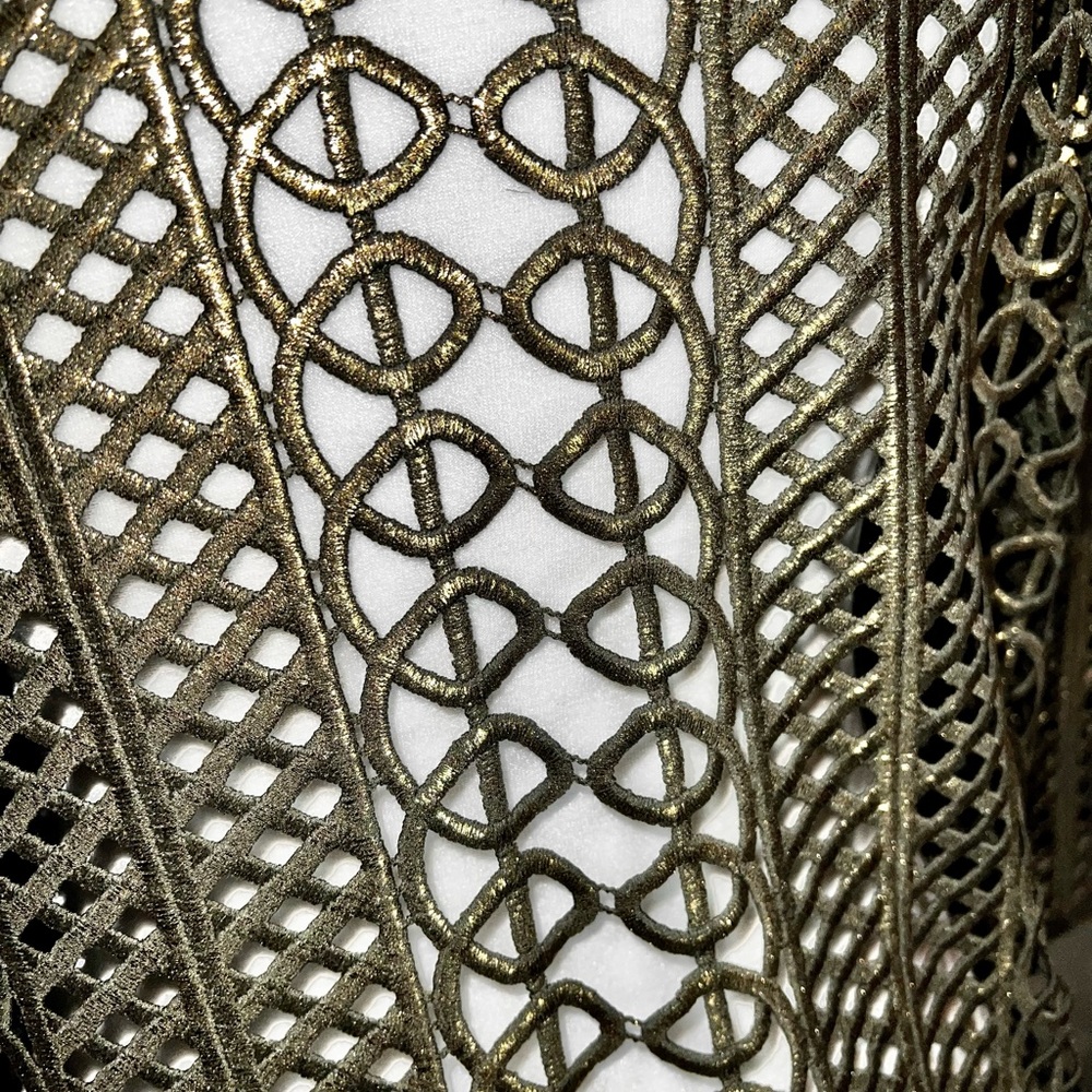 CHICOS Travelers Antiqued Gold Foldable “Lace” Jacket Coat! So UNIQUE! Chico’s 3 - Picture 11 of 13